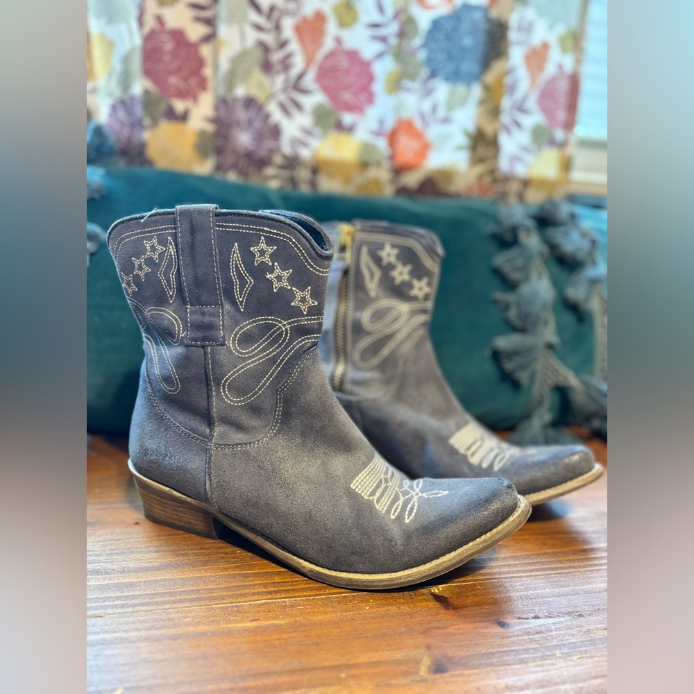 Blue Suede Cowboy Boots